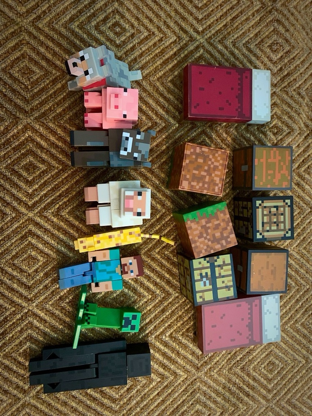 Minecraft Figure bundle - Pink, Green, White, Gray Characters